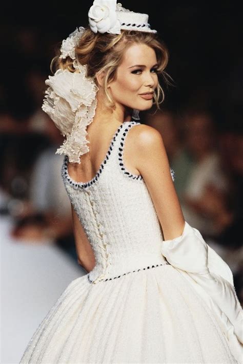 claudia schiffer chanel wedding dress|claudia schiffer current photos.